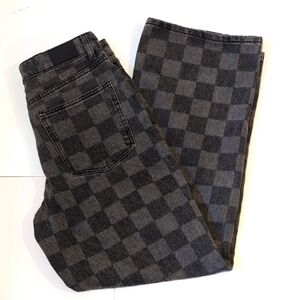 Checkered Gray Mom Jeans